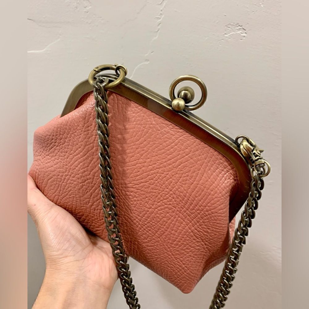 Handmade Genuine Cowhide Leather Kisslock Wristlet Shoulder Bag/Crossbody - Picture 5 of 15